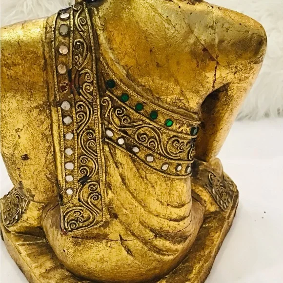 Gold Buddha Statue with Red Accents - Picture 9 of 13